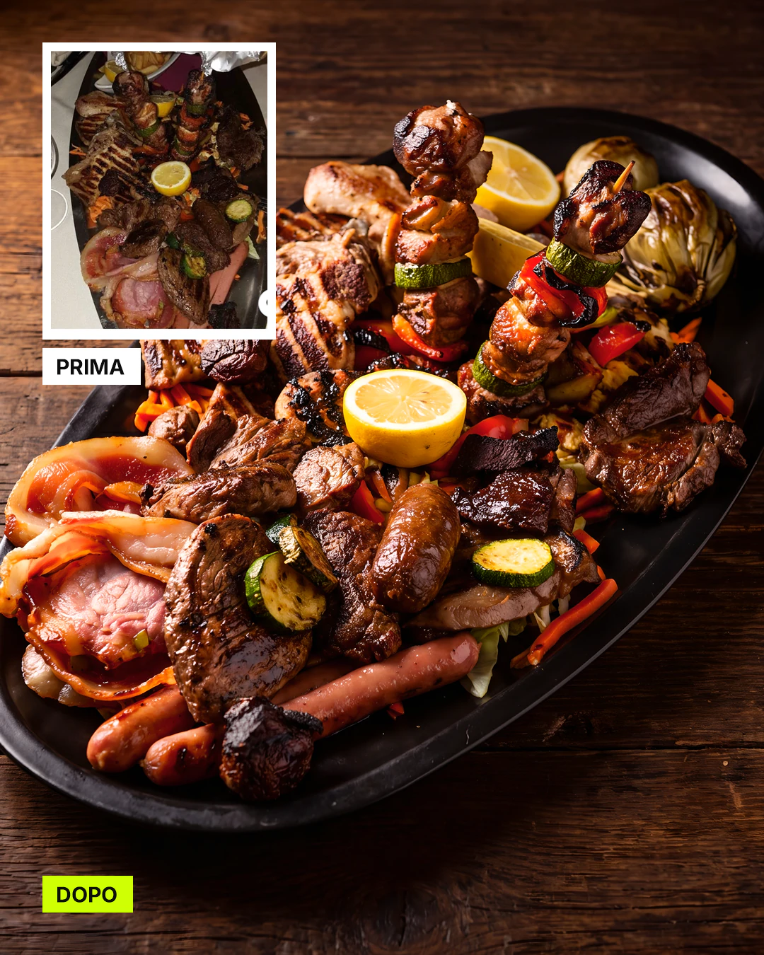 Prima e dopo: grigliata mista di carne
