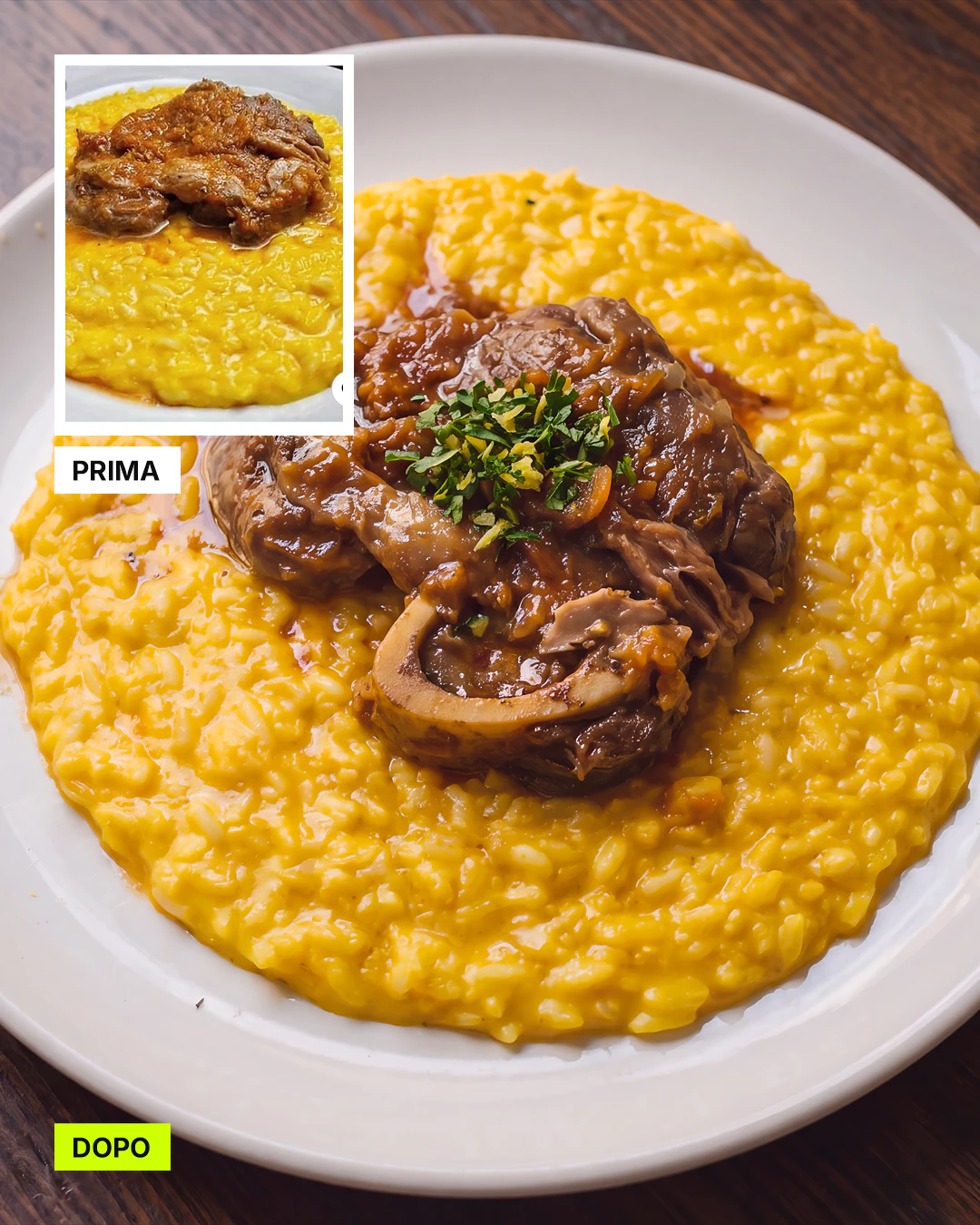 Prima e dopo: risotto con ossobuco