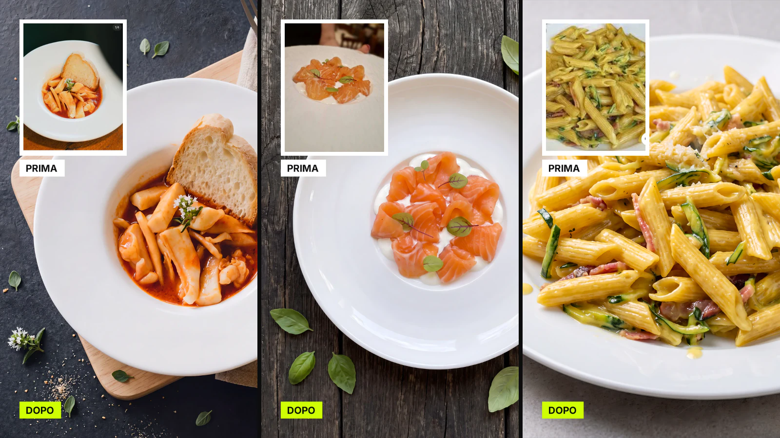 Piatti veri fotografati per menu e delivery
